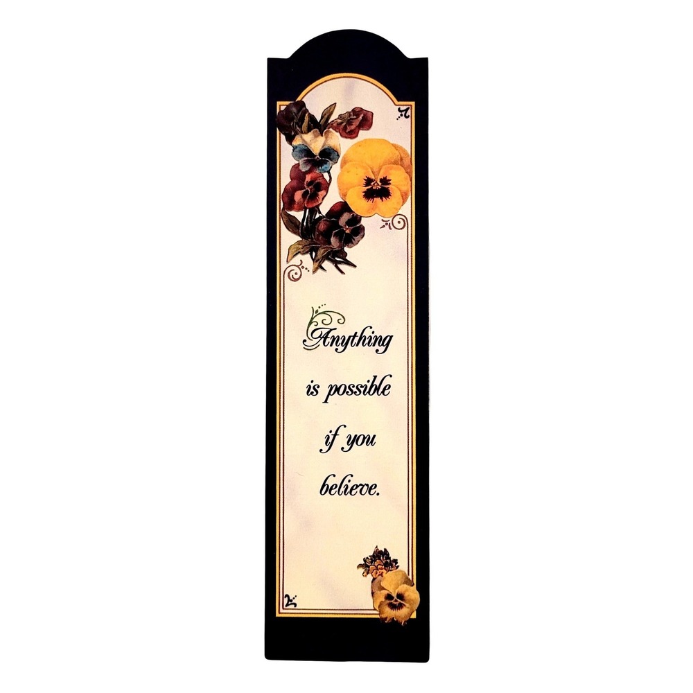 Vintage 90s Pansy flower Bookmark Victorian Scrap Art, Cathey 1991 Artworks VS01
